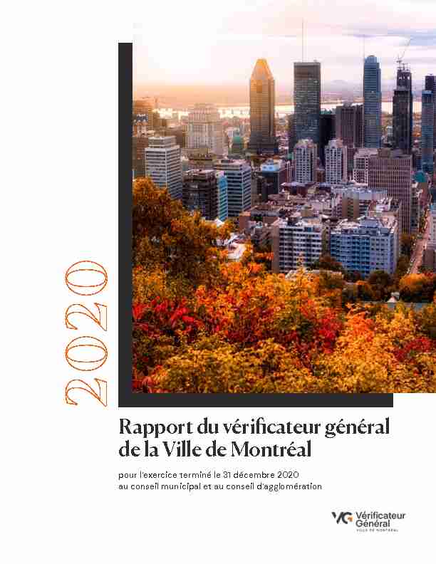 Rapport du vérificateur général de la Ville de Montréal