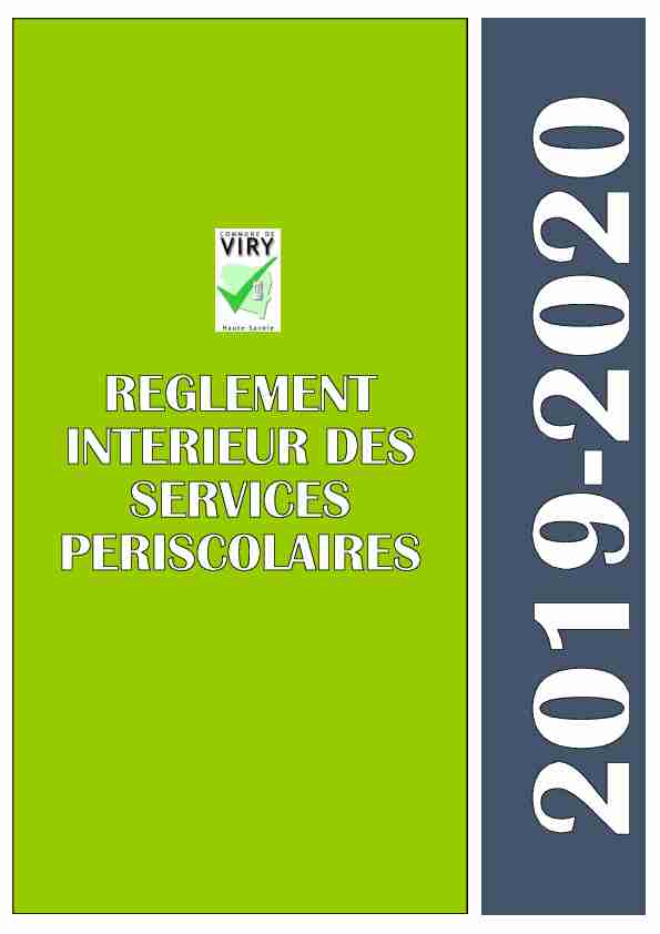 [PDF] Règlement intérieur des services périscolaires - Ville de Viry