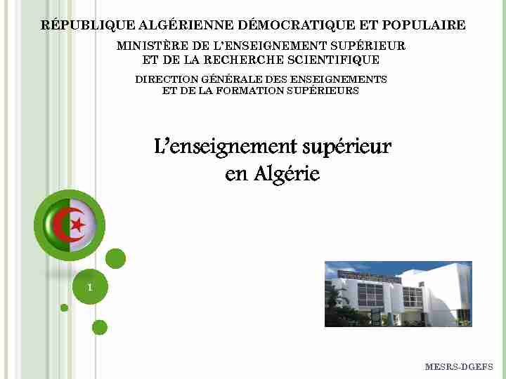 Lenseignement supérieur en Algérie