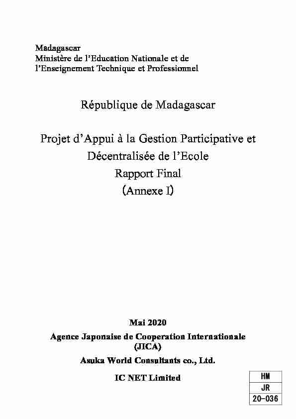 [PDF] République de Madagascar Projet dAppui à la Gestion Participative