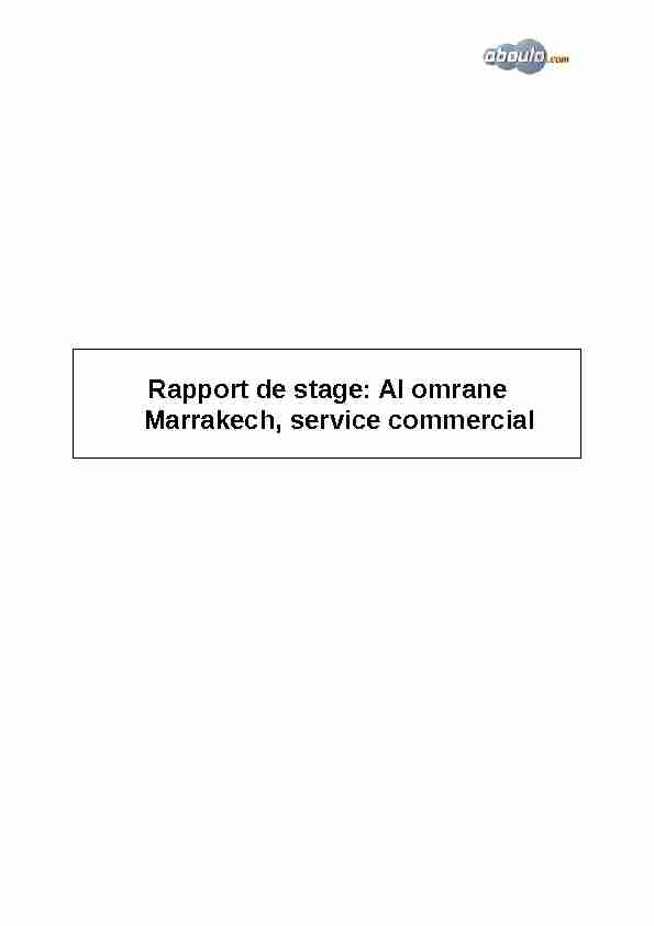 Rapport de stage: Al omrane Marrakech service commercial