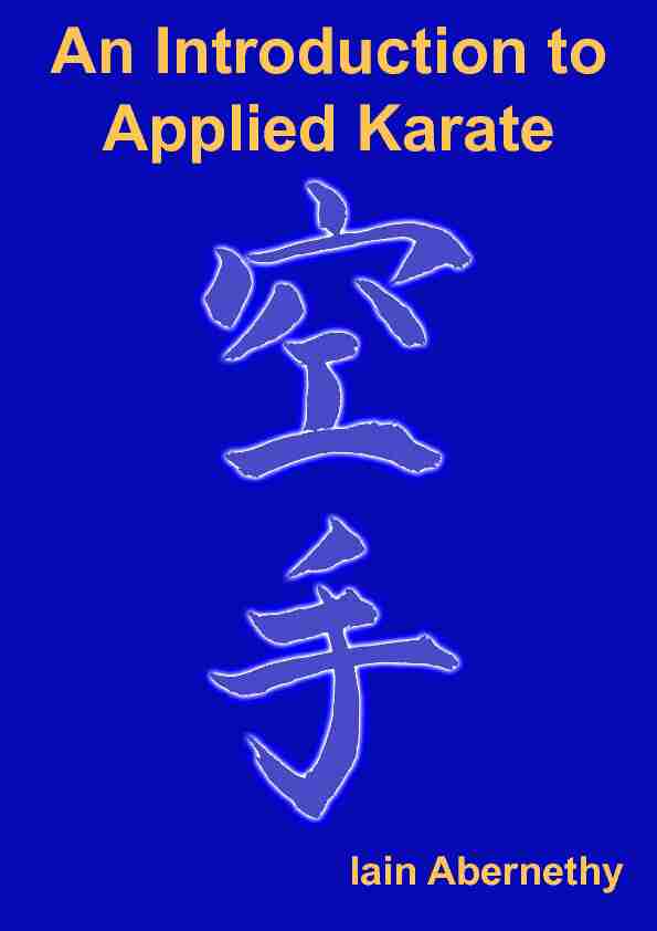 Introduction to Applied Karate - Iain Abernethy