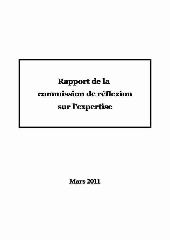 Rapport de la commission de réflexion sur lexpertise