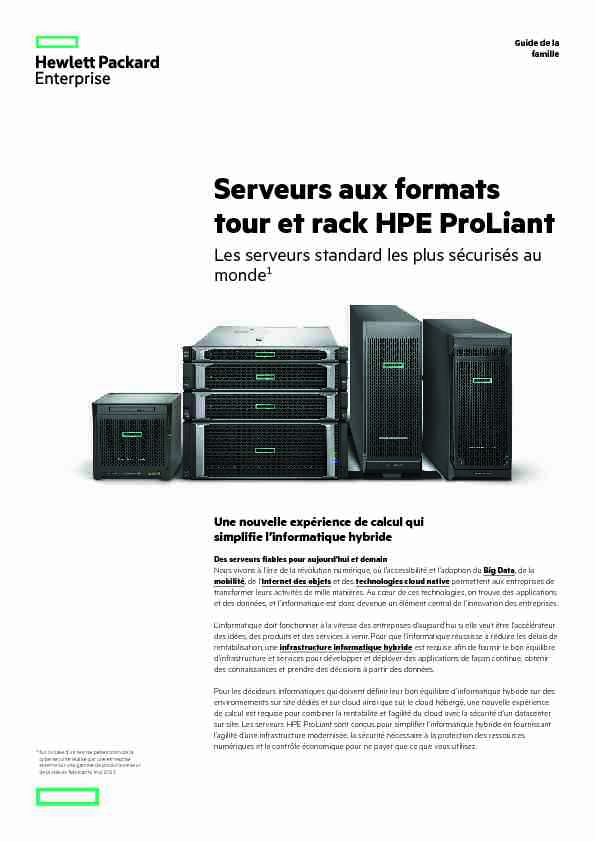 [PDF] Serveurs rack et tour HPE ProLiant - Expertise Bureautique