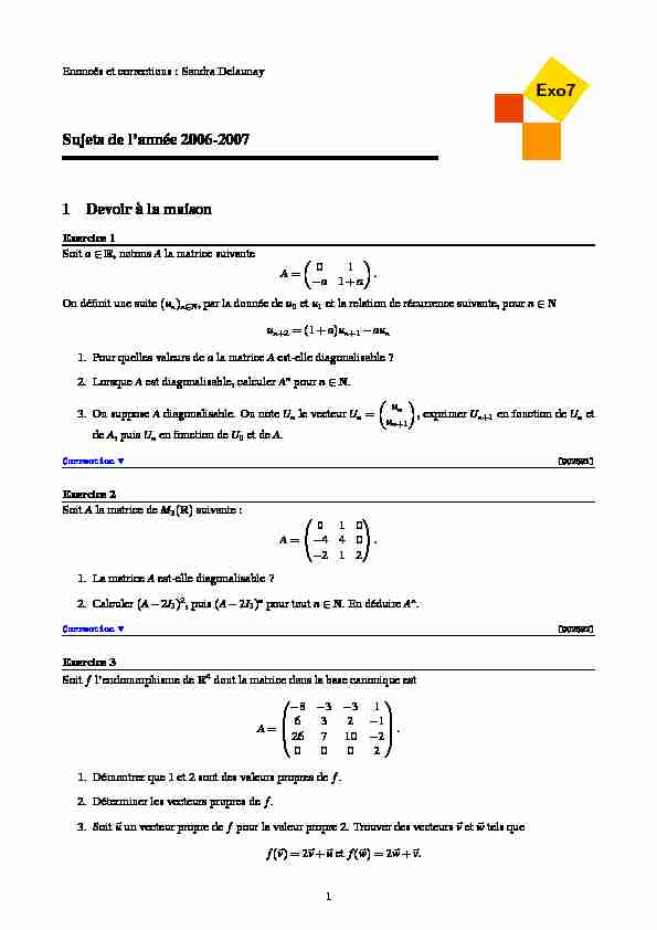 [PDF] Sujet de lannée 2006-2007 - Exo7 - Exercices de mathématiques