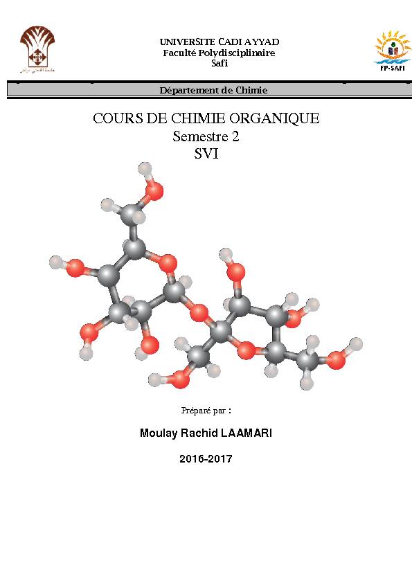 [PDF] COURS DE CHIMIE ORGANIQUE Semestre 2 SVI - Université Cadi