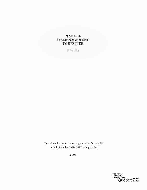 Manuel daménagement forestier - 4e édition