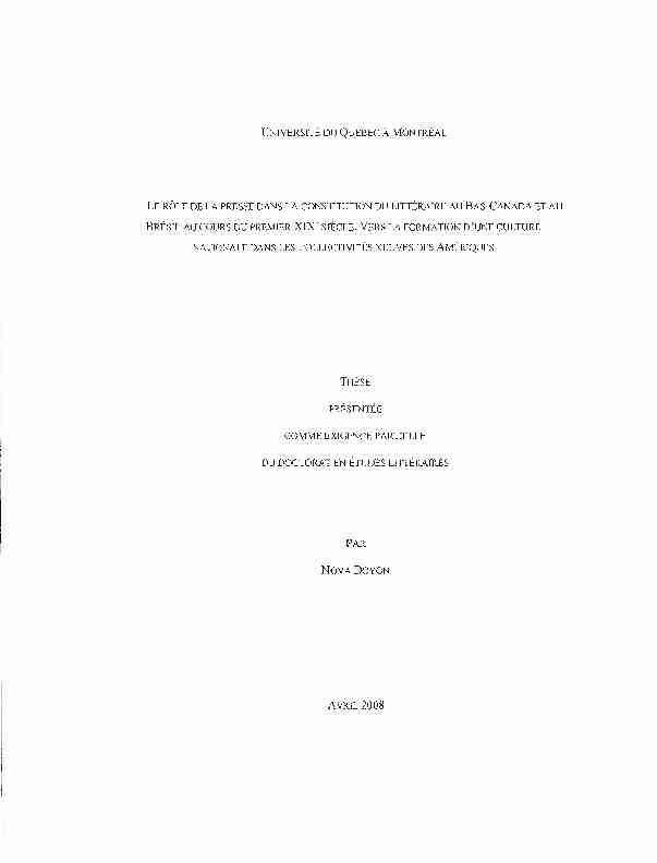 [PDF] Le rôle de la presse dans la constitution du  - Archipel UQAM