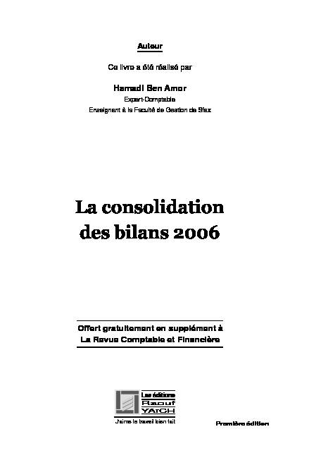 La consolidation des bilans 2006