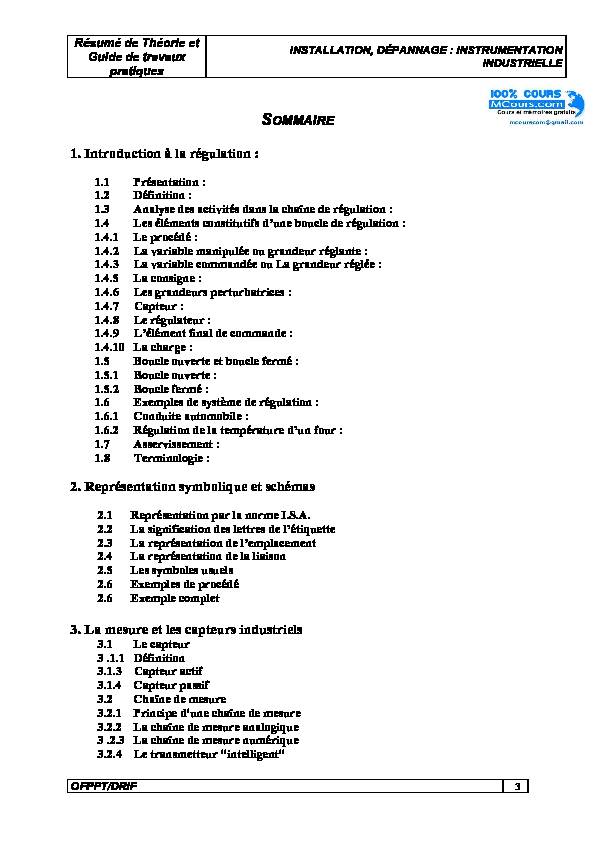 [PDF] Instrumentation industrielle - Cours, tutoriaux et travaux pratiques