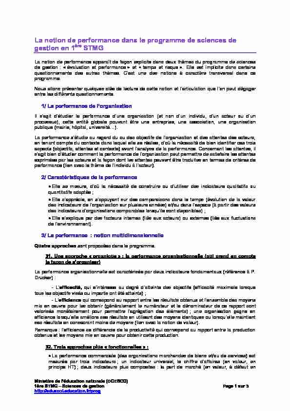 [PDF] LA NOTION DE PERFORMANCE - mediaeduscoleducationfr