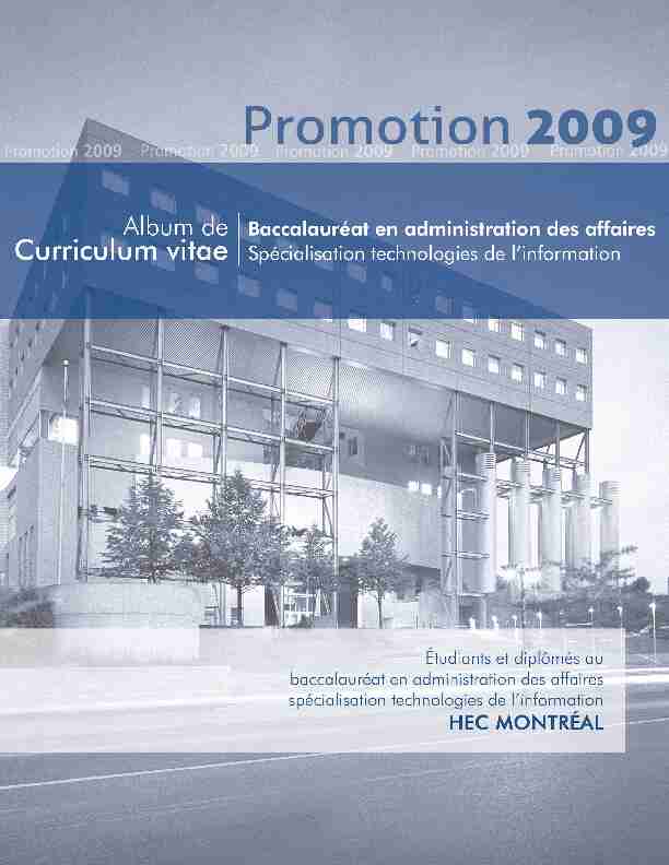 [PDF] Album des curriculum vitae 2009 au baccalauréat - HEC Montréal