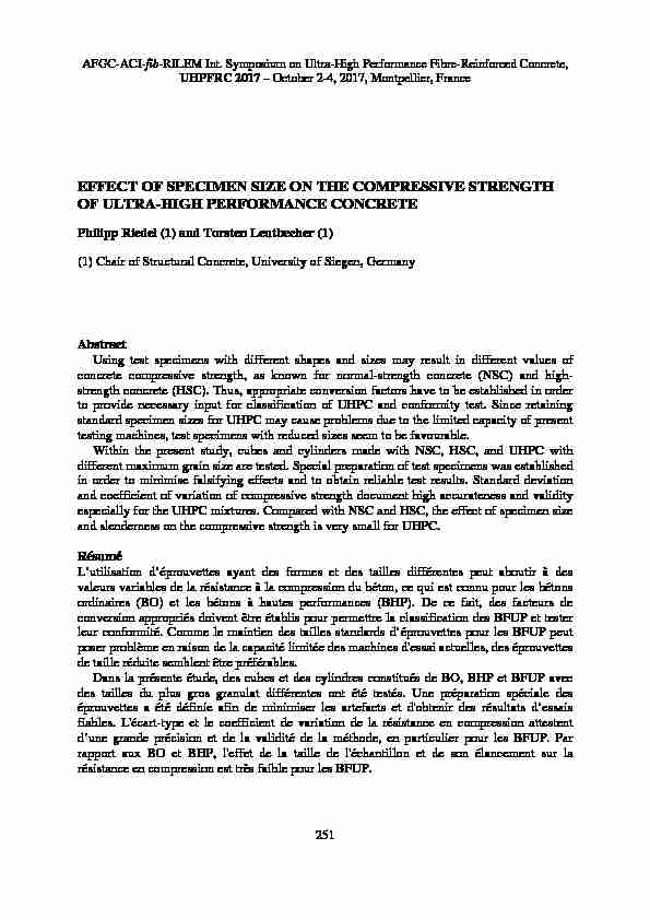 EFFECT OF SPECIMEN SIZE ON THE COMPRESSIVE STRENGTH