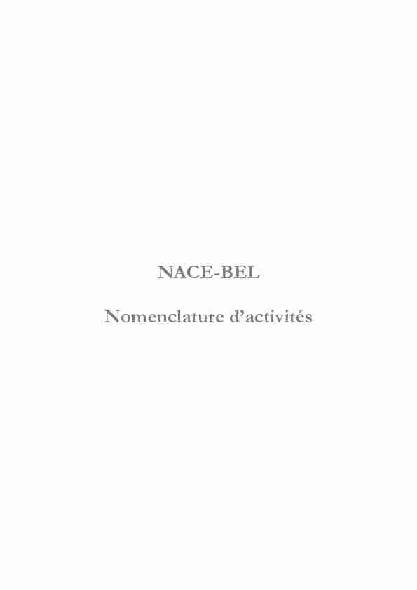 NACE-BEL Nomenclature dactivités