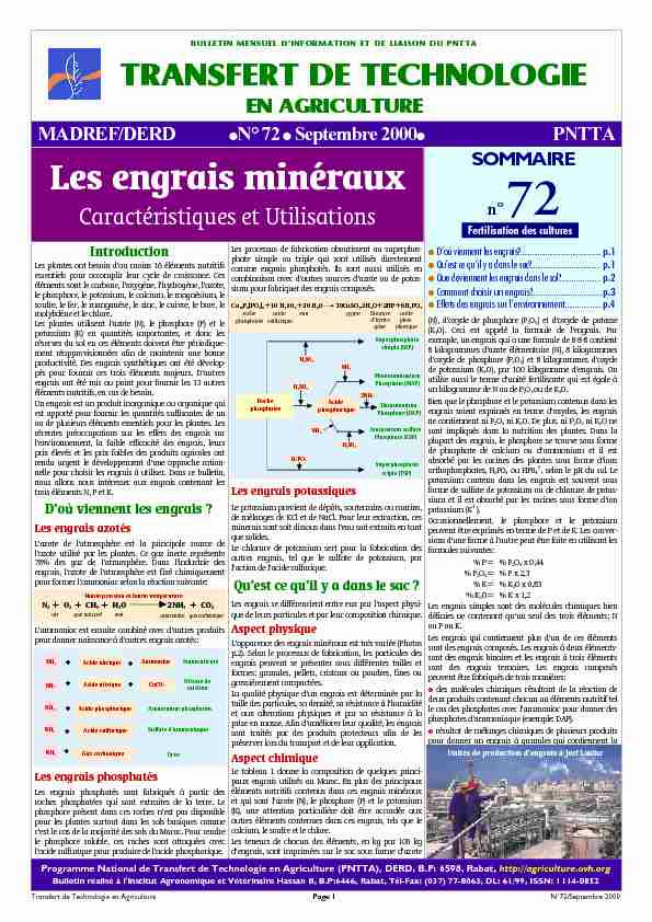 [PDF] Les engrais minéraux - Transfert de Technologie en Agriculture Maroc