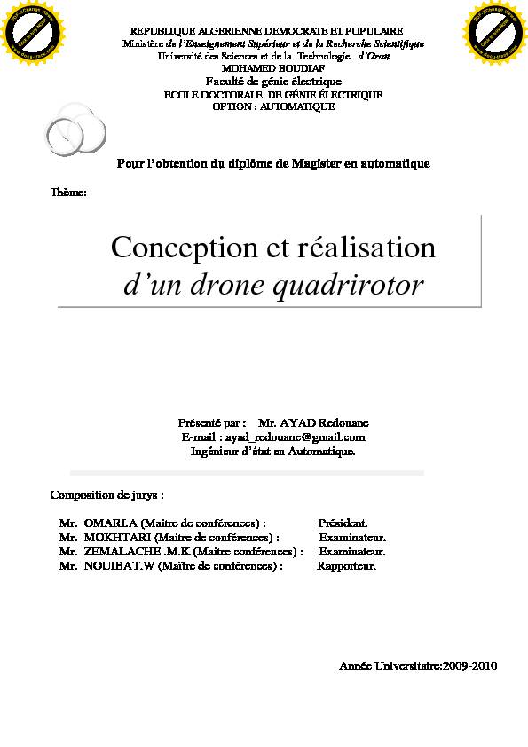 Conception et réalisation dun drone quadrirotor