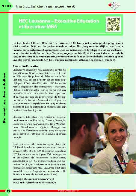 HEC Lausanne – Executive Education et Executive MBA