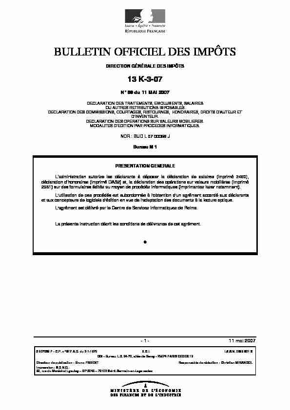 [PDF] 13 K-3-07 - BULLETIN OFFICIEL DES IMPÔTS