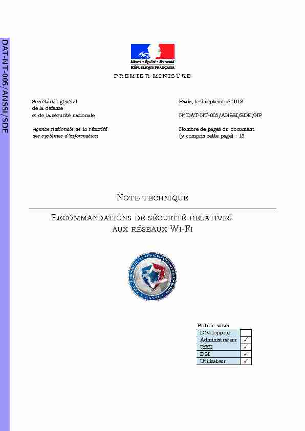 [PDF] Note technique Recommandations de sécurité relatives aux  - ANSSI