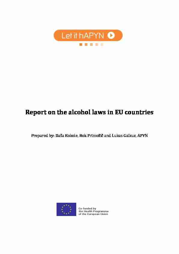 Report on the alcohol laws in EU countries