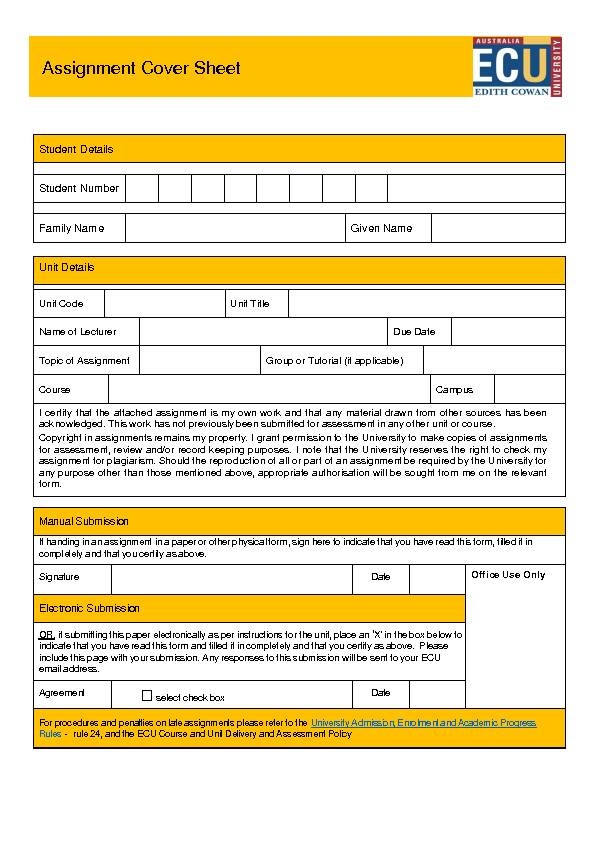 [PDF] Assignment Cover Sheet - ECU
