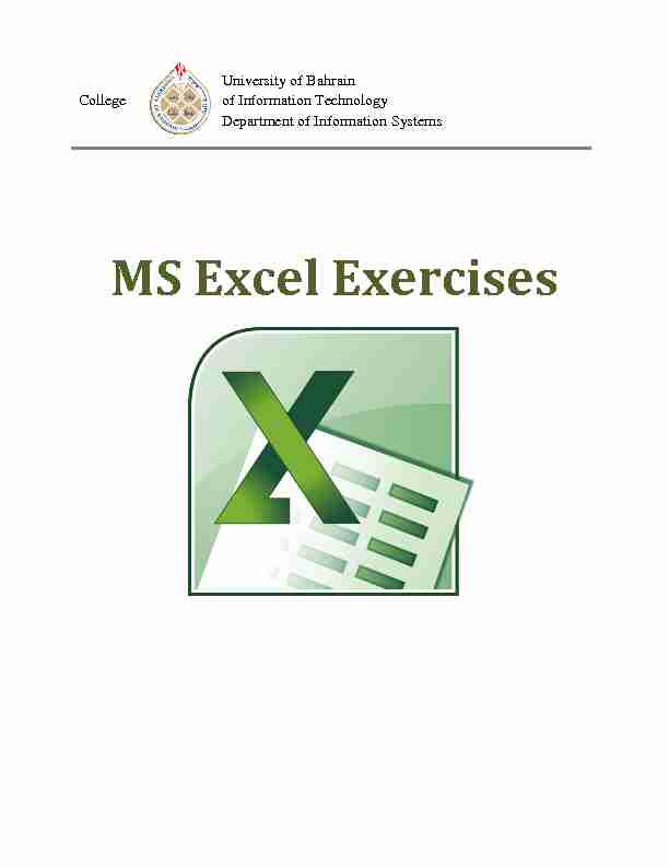 [PDF] MS Excel Exercises