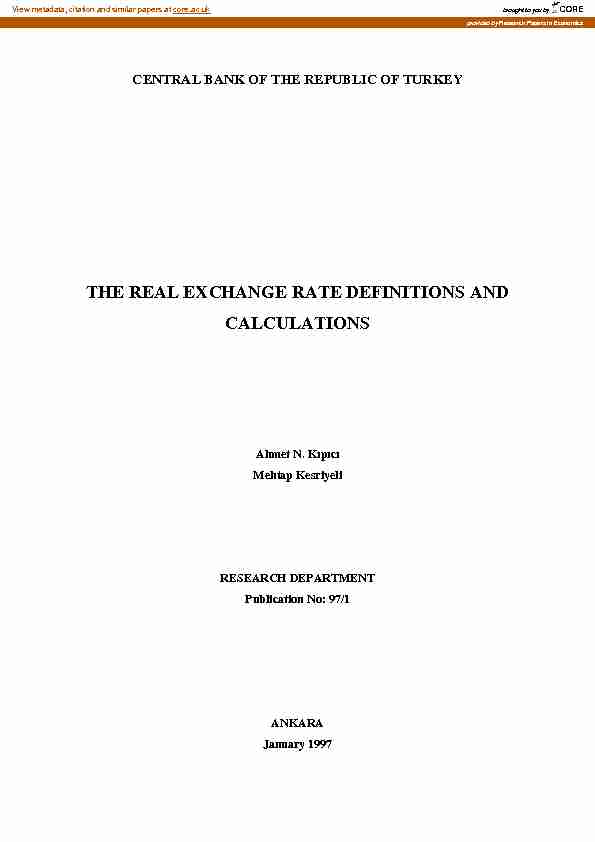 [PDF] THE REAL EXCHANGE RATE DEFINITIONS AND  - CORE