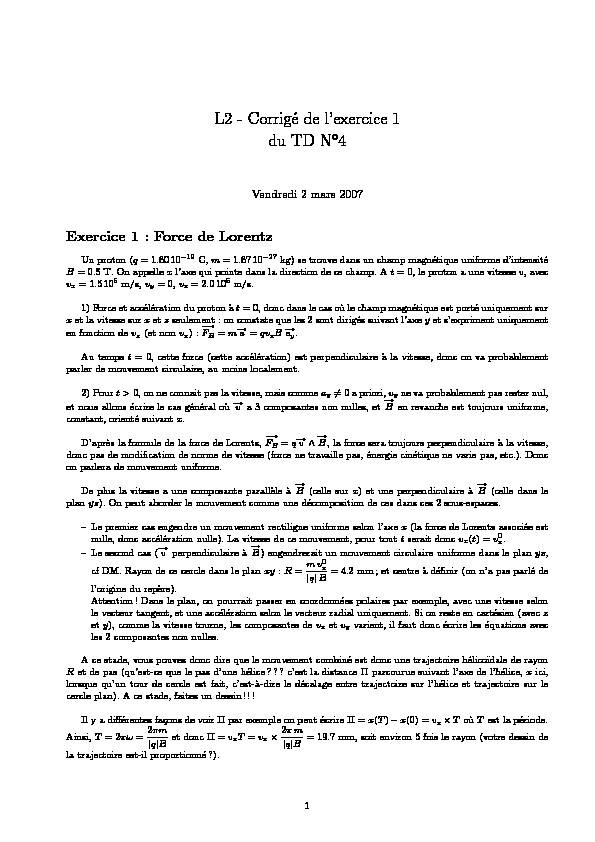 [PDF] L2 - Corrigé de lexercice 1 du TD N 4