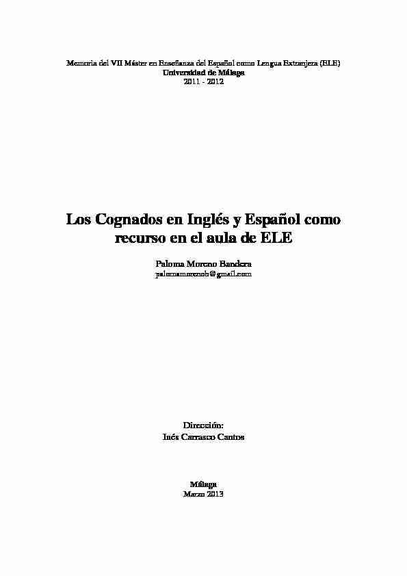 [PDF] Los Cognados en Inglés y Español como recurso en el aula de ELE