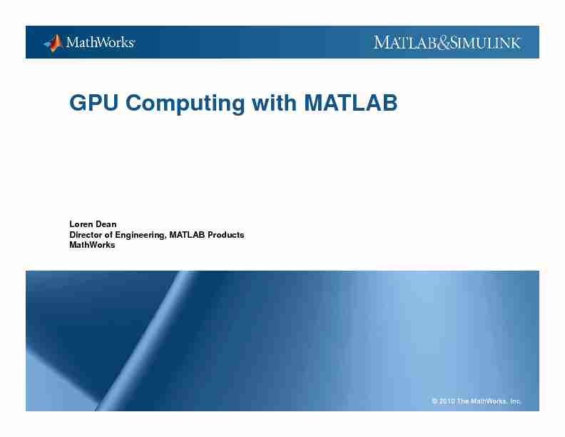 GPU Computing with MATLAB