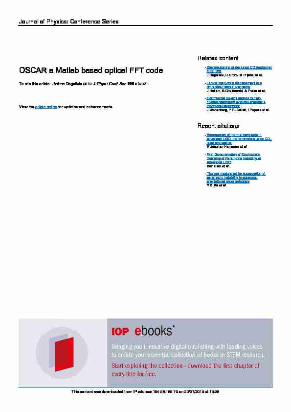 OSCAR a Matlab based optical FFT code