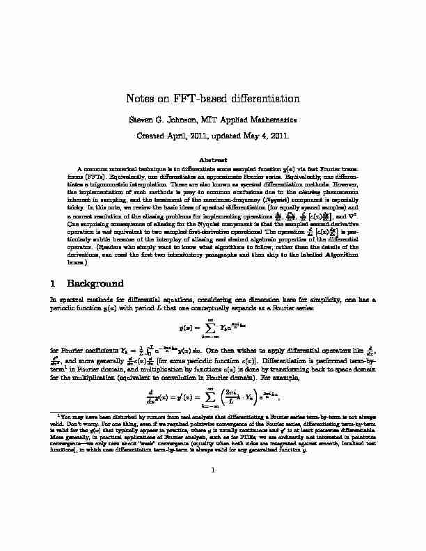 [PDF] Notes on FFT-based differentiation - MIT Mathematics