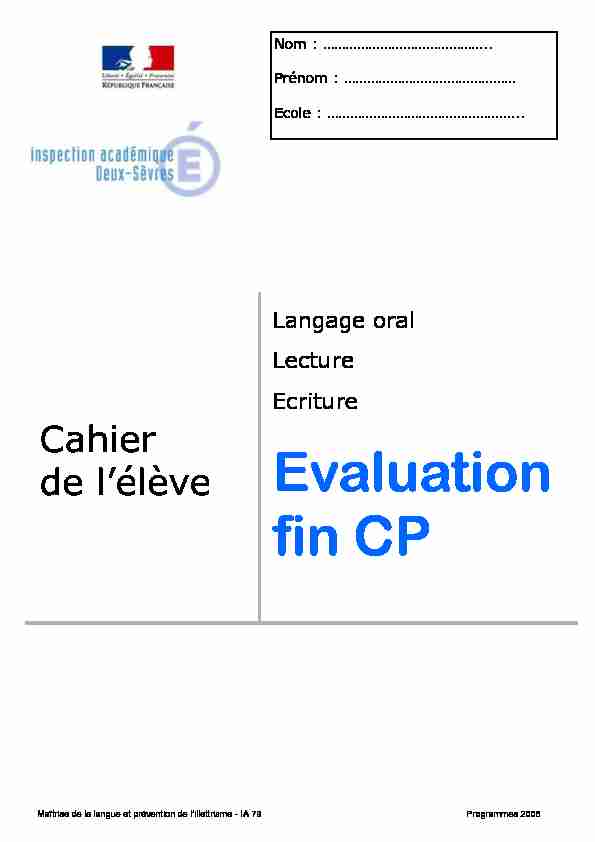 [PDF] Le cahier de lélève évaluation Lecture-fin de CP