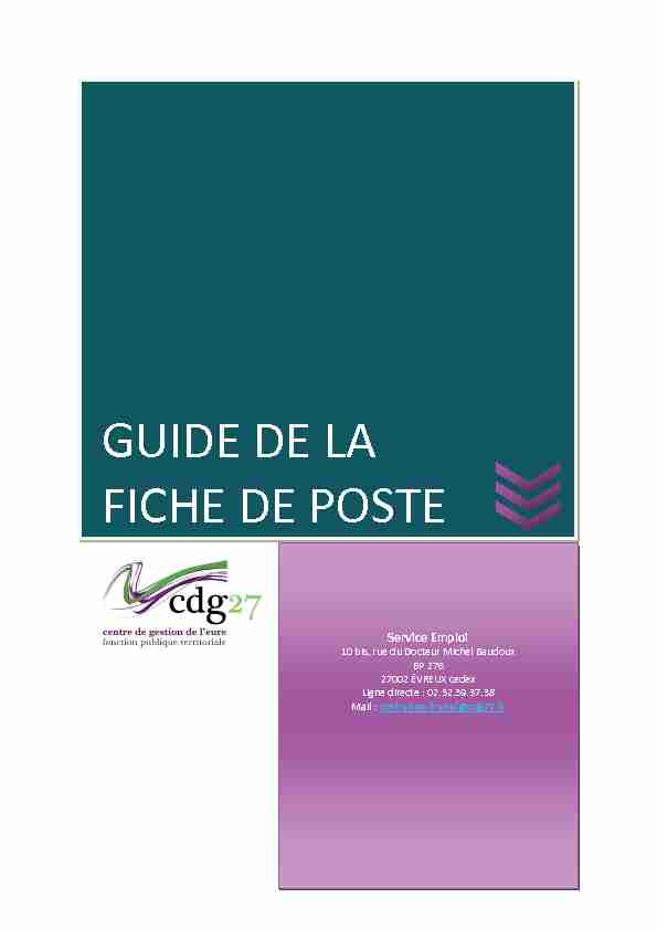 [PDF] GUIDE DE LA FICHE DE POSTE - CDG27