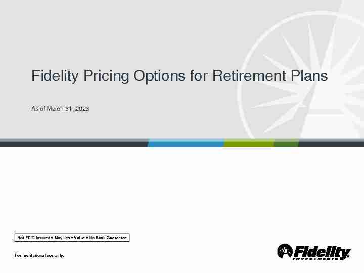 Fidelity Pricing Options for Retirement Plans