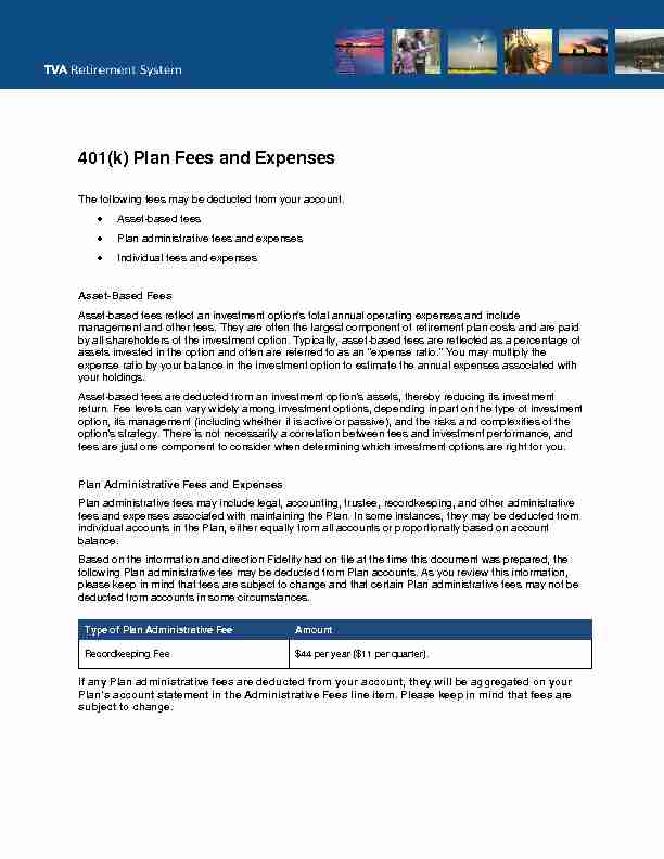 [PDF] 401(k) Plan Fees and Expenses - Log In to Fidelity NetBenefits