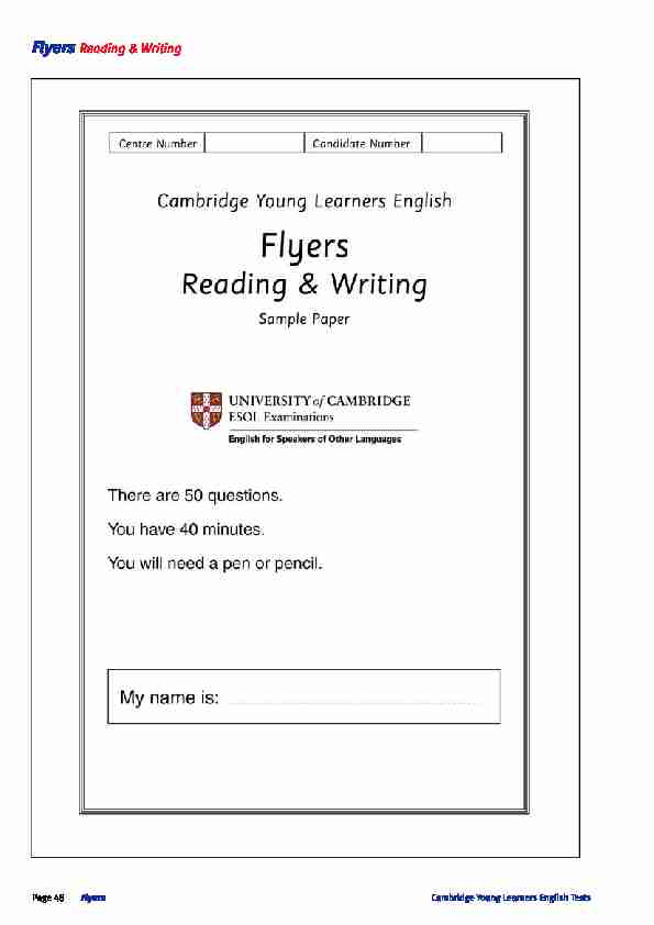 [PDF] Flyers Reading & Writing - Docentisimo