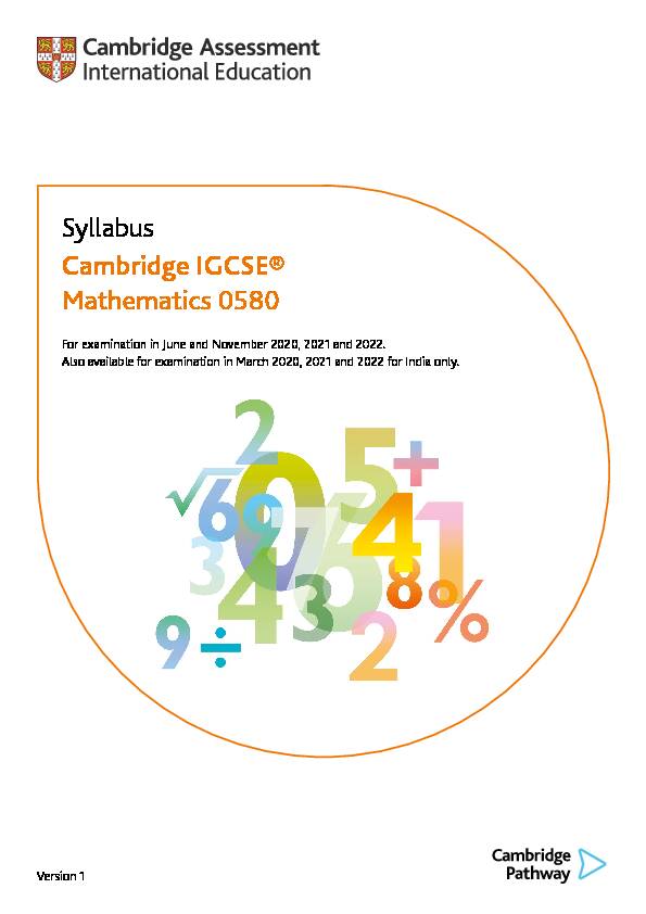 [PDF] Syllabus Cambridge IGCSE® Mathematics 0580