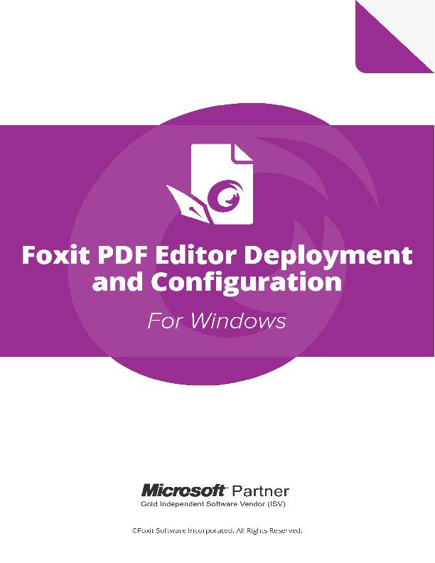 Foxit PDF Editor Deployment and Configuration 11.2