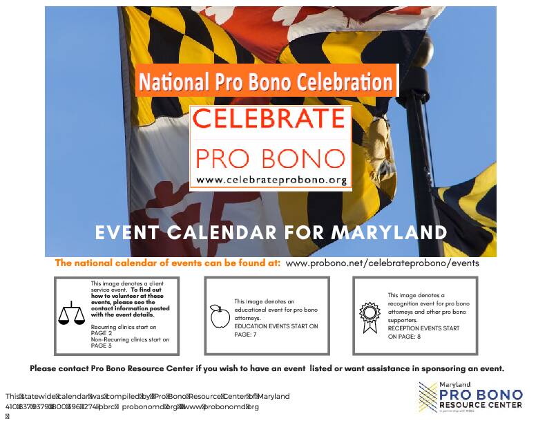 [PDF] 2019 Pro Bono Calendar - Pro Bono Resource Center of Maryland