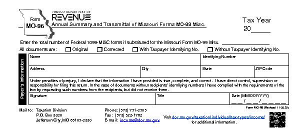 [PDF] Annual Summary and Transmittal of Missouri Forms MO-99 Misc