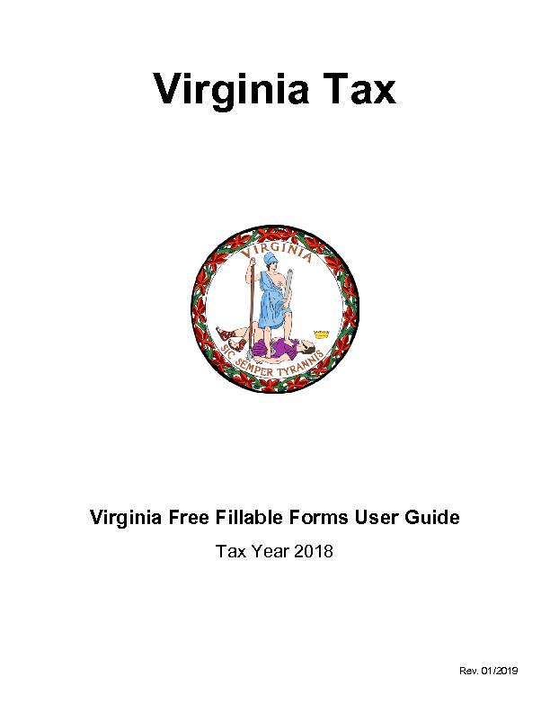 [PDF] Virginia Free Fillable Forms - User Guide - Virginia Tax