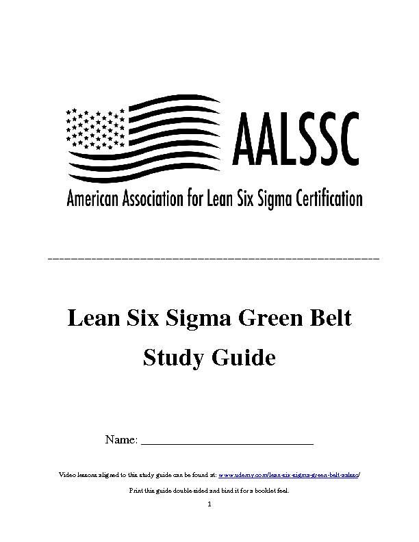 Lean Six Sigma Green Belt Study Guide