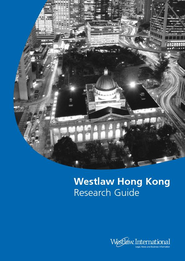 [PDF] Westlaw Hong Kong Research Guide - Sweet & Maxwell