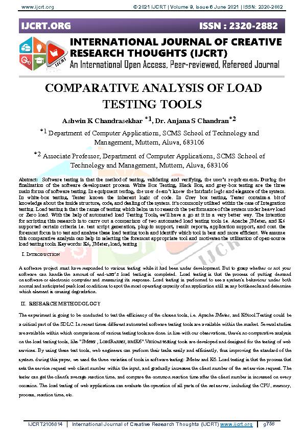 COMPARATIVE ANALYSIS OF LOAD TESTING TOOLS