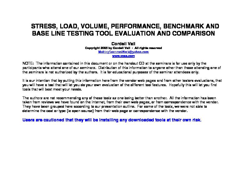 [PDF] Load Testing, Performance Testing, Volume Testing, and Stress