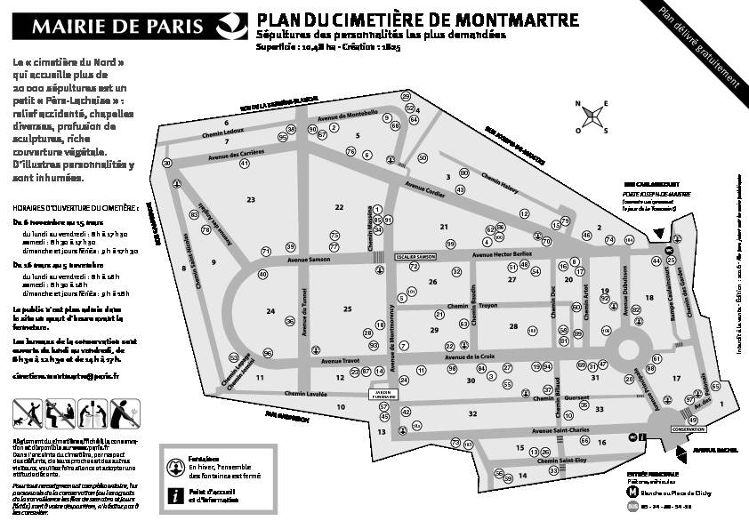plan du cimetière de montmartre
