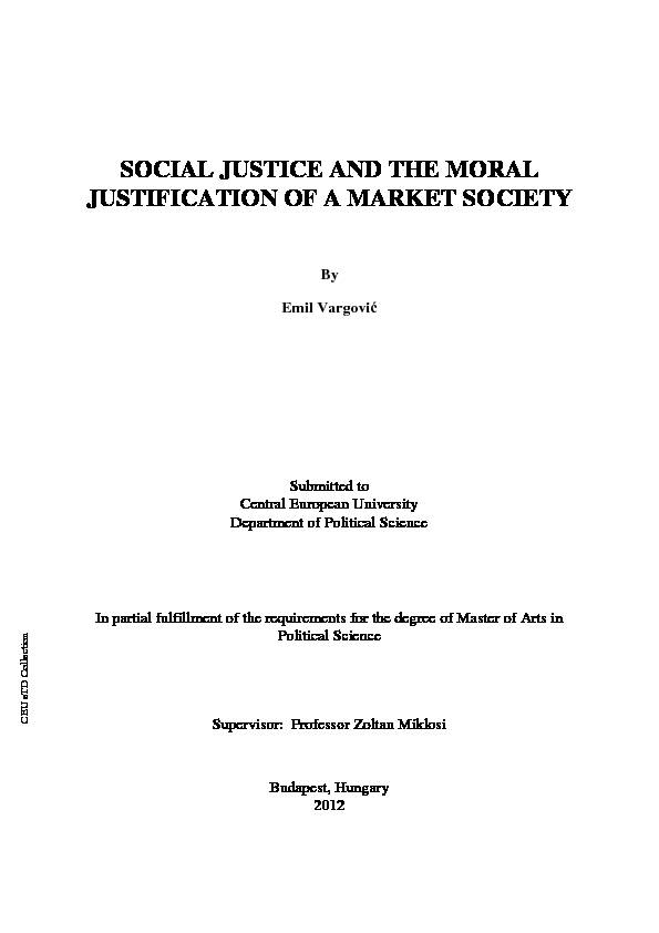 SOCIAL JUSTICE AND THE MORAL JUSTIFICATION OF A