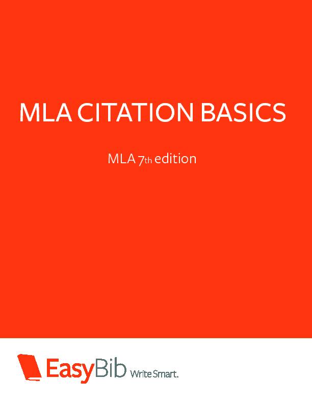 [PDF] MLA CITATION BASICS