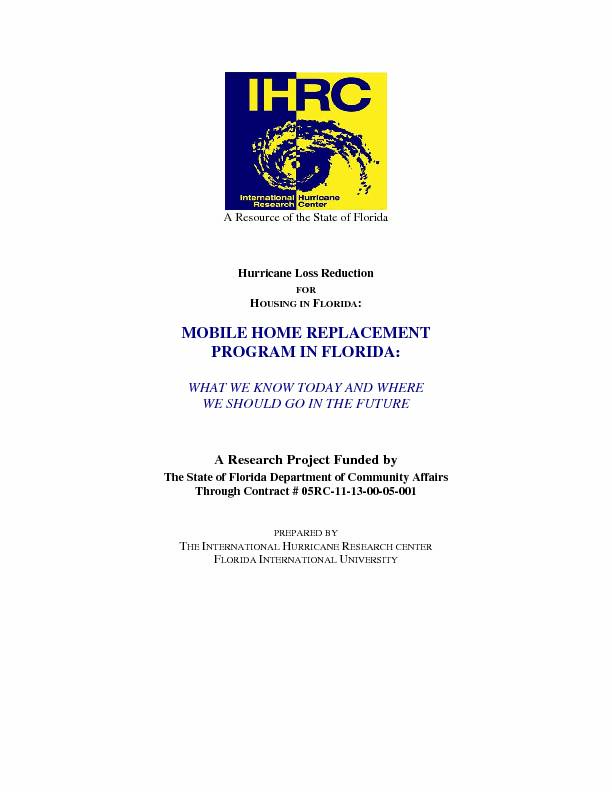 [PDF] MOBILE HOME REPLACEMENT PROGRAM IN FLORIDA: